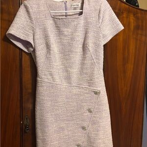 Calvin Klein Pink Asymmetrical Buttoned Sheath Dress